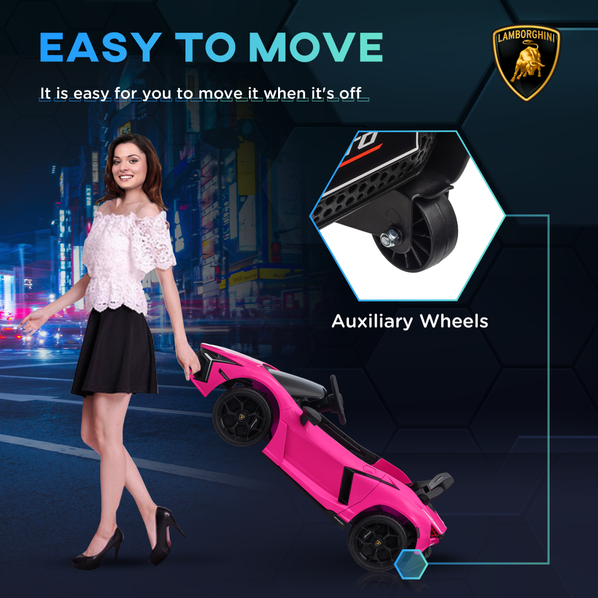 Licensed Lamborghini Revuelto Ride-On Car – Pink