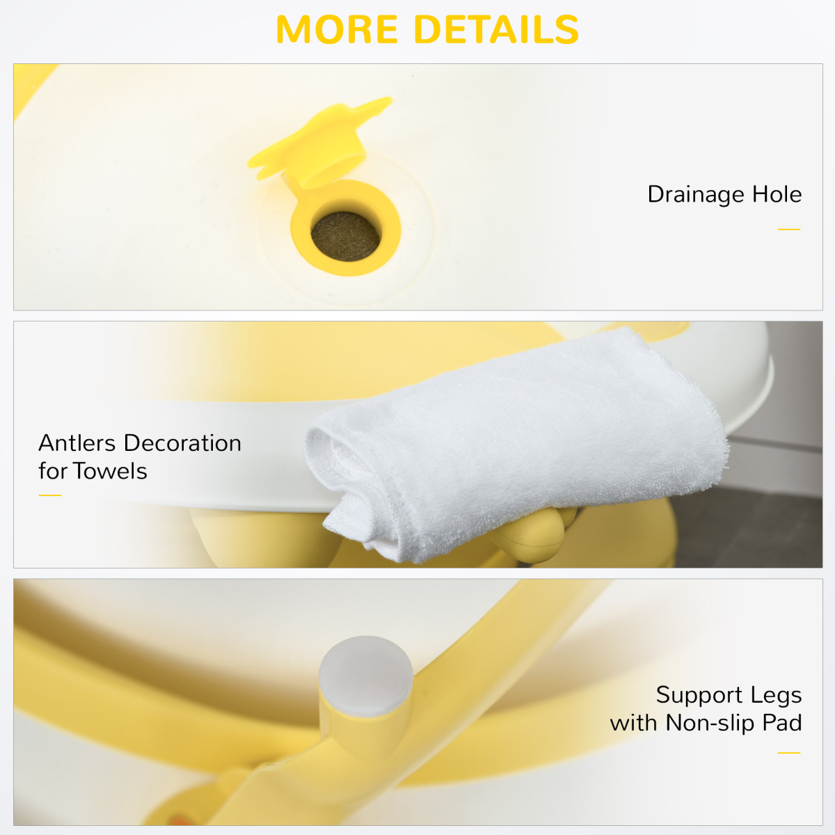 Foldable Baby Bath Tub with Temperature-Sensitive Plug & Adjustable Cushion