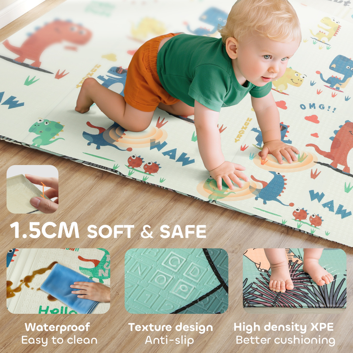 π¦ Reversible Dinosaur Baby Play Mat β Soft, Safe & Foldable