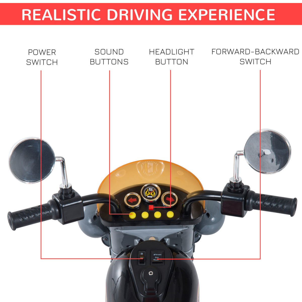Kids Electric Ride-On Motorbike with Lights & Music 6 V– 3-Wheel Design (Ages 3–6)