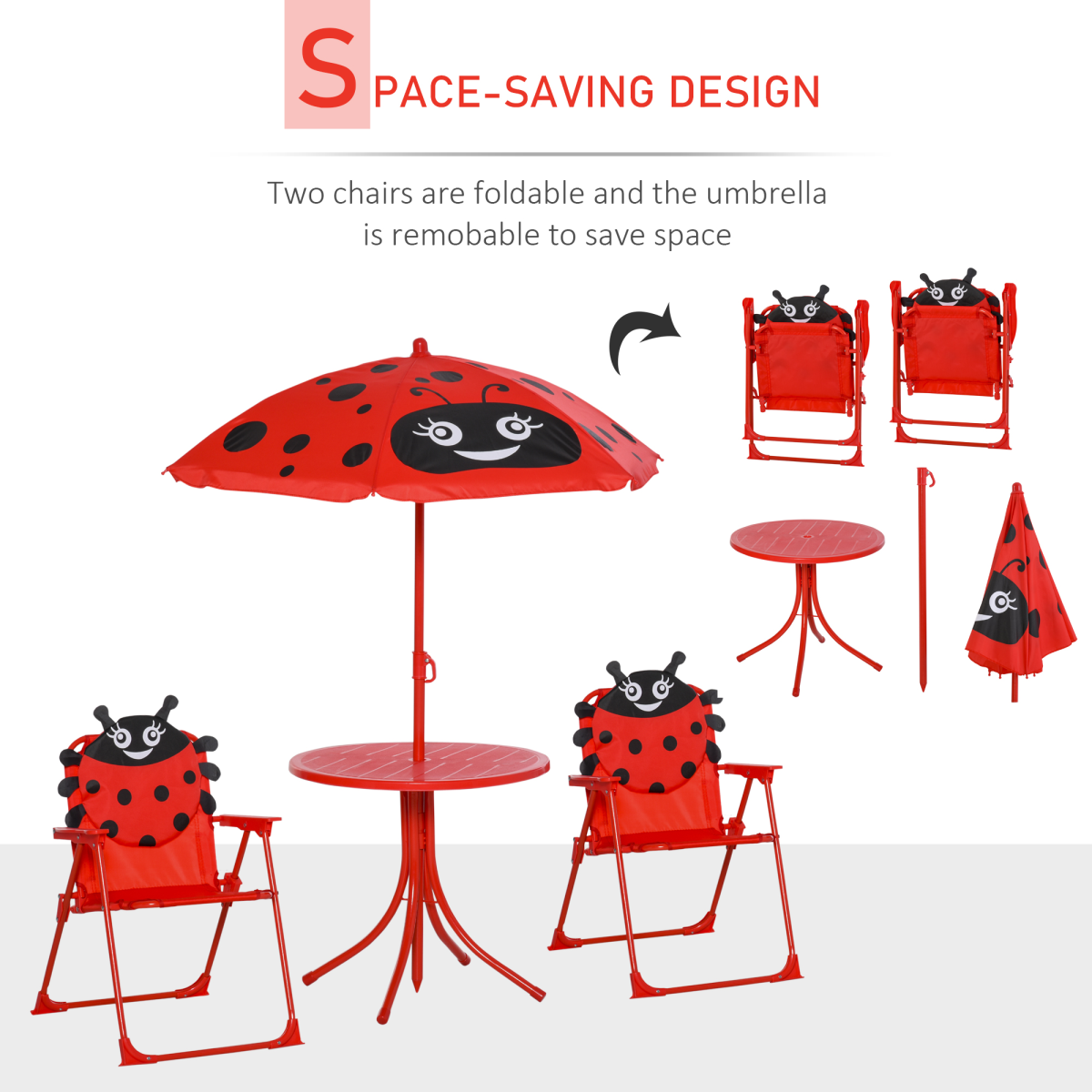 π Kids Outdoor Folding Picnic Table & Chair Set β Ladybug Design