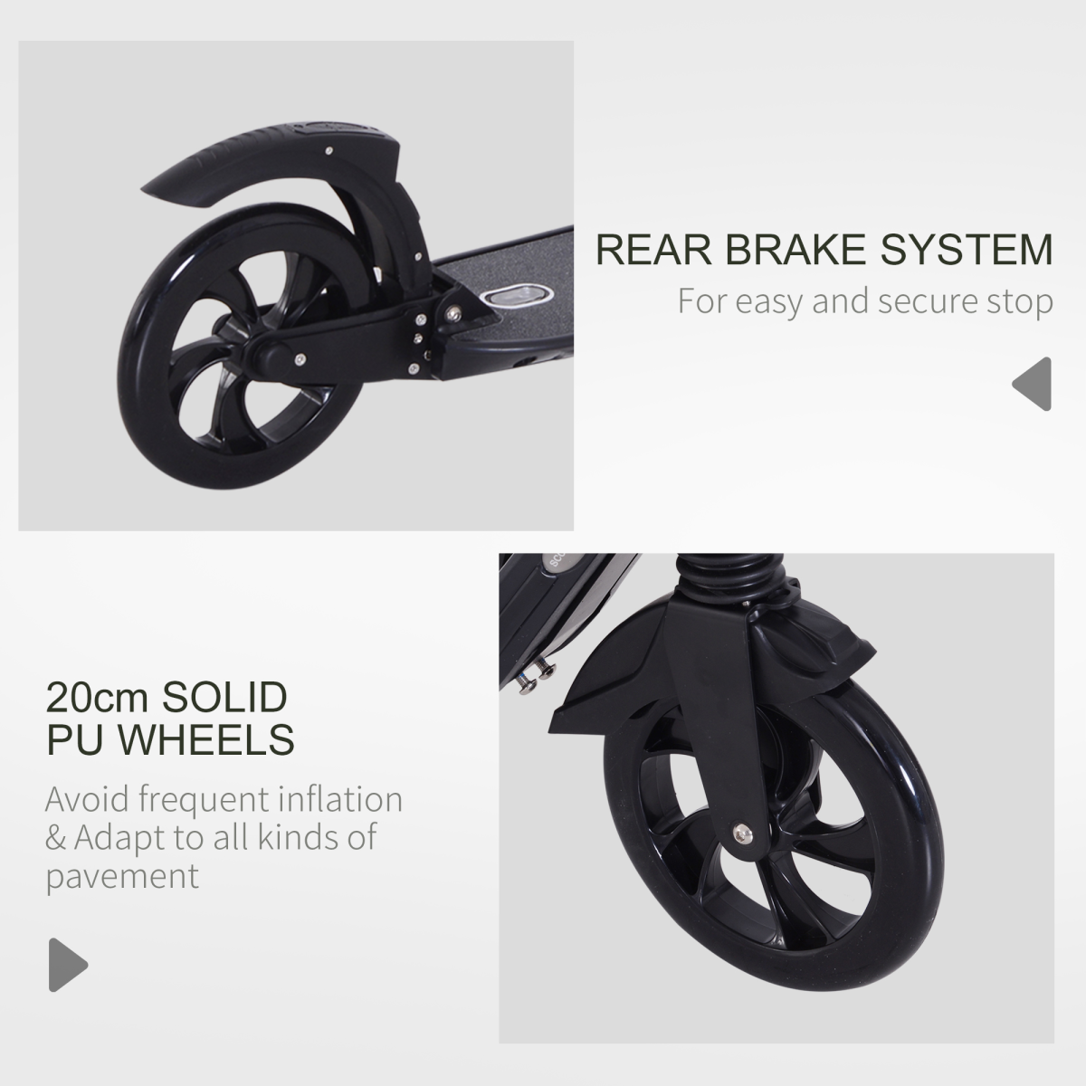 Folding Kick Scooter Teens Adult Ride On Adjustable 2 Big Wheels Black