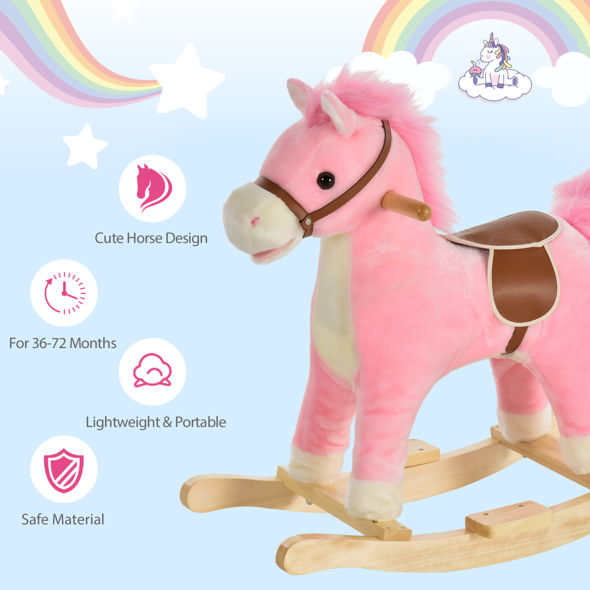 Kids Interactive Rocking Horse with Sounds & Moving Tail – Ages 3–6