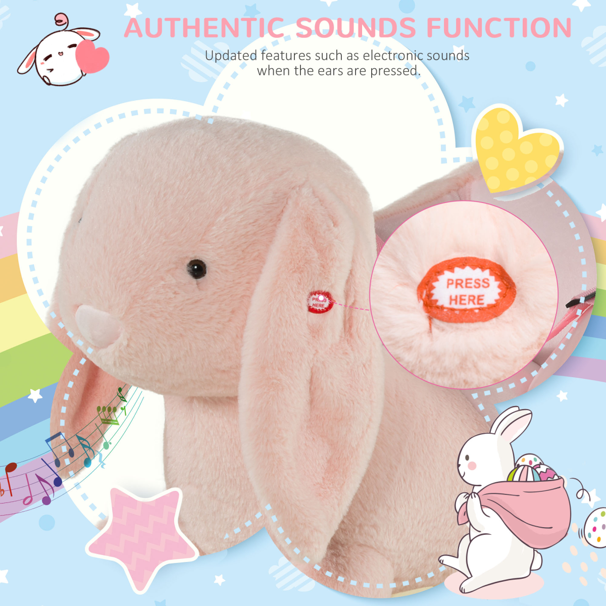 Plush Rabbit Rocking Toy with Sounds & Safety Features (Ages 18–36 Months)