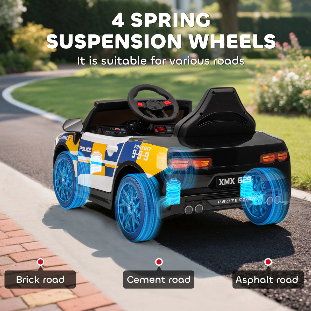 Kids Electric Ride-On Police Car with Remote Control, Lights & Music (Ages 3–5)