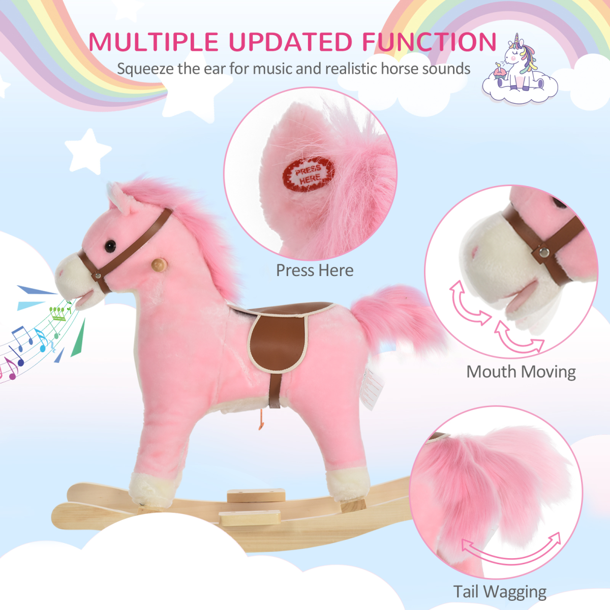 Kids Interactive Rocking Horse with Sounds & Moving Tail – Ages 3–6