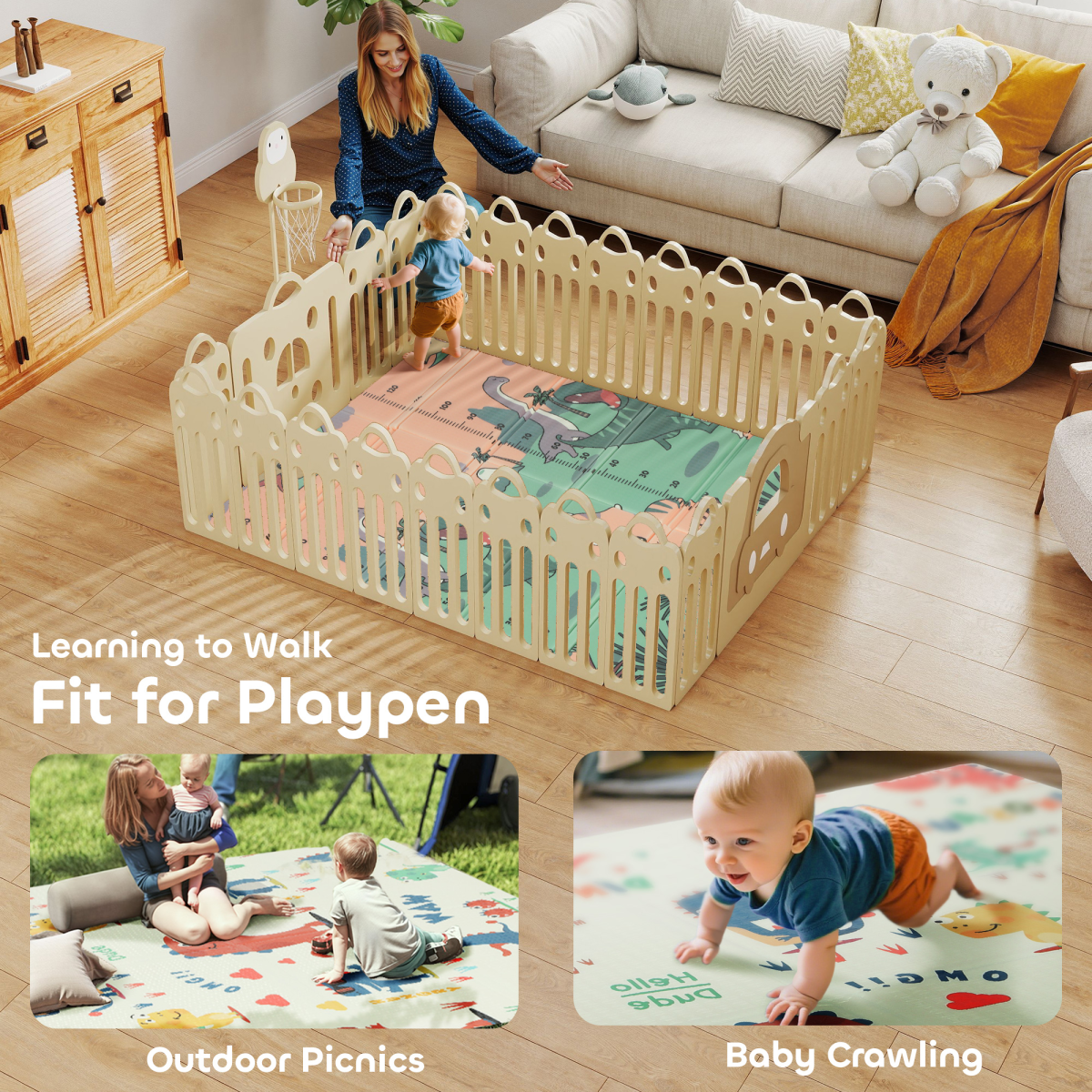 π¦ Reversible Dinosaur Baby Play Mat β Soft, Safe & Foldable