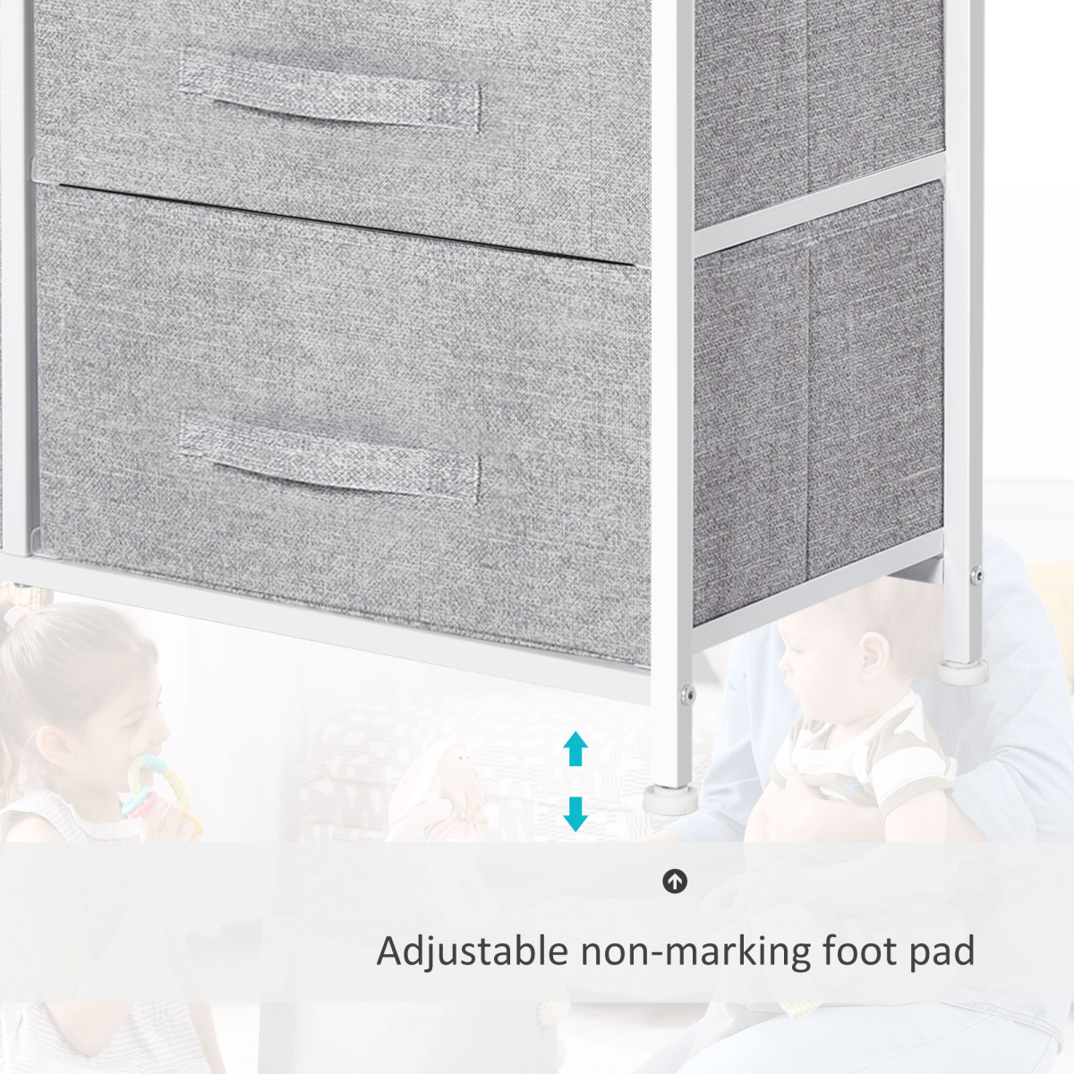 4-Drawer Fabric Storage Cabinet with Metal Frame – Grey