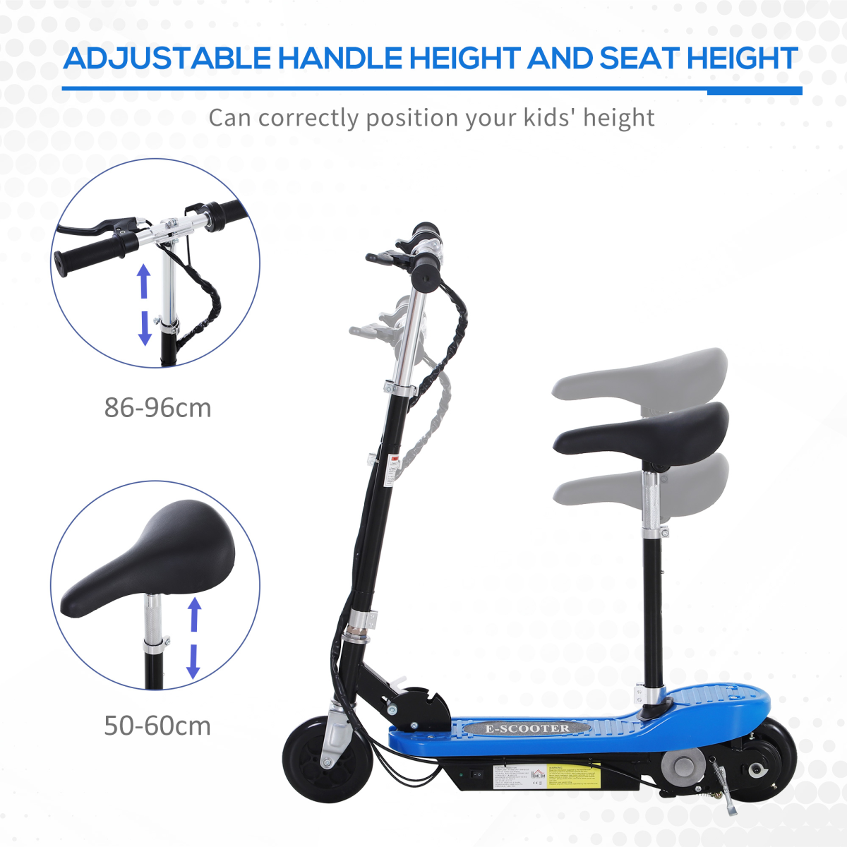 Kids Foldable Electric Powered Scooters 120W Toy Brake Kickstand Blue HOMCOM