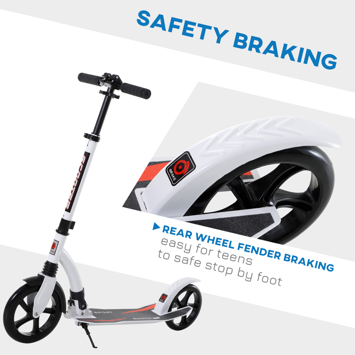 Teens Adult Kick Scooter Foldable Adjust Aluminum For Age 14 White