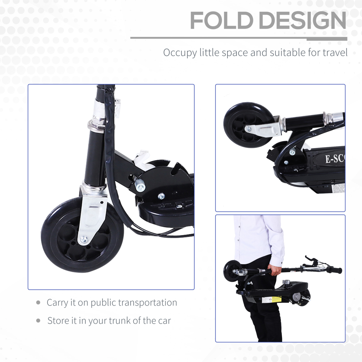 Kids Foldable Electric Powered Scooter 120W Toy Brake Kickstand Black