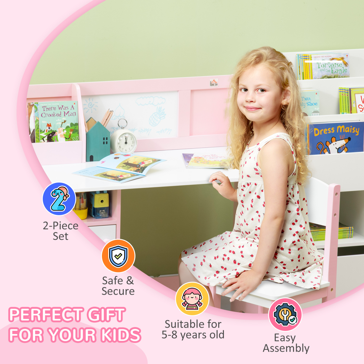 Kids Desk & Chair Set with Whiteboard β 2-Piece Study & Play Furniture