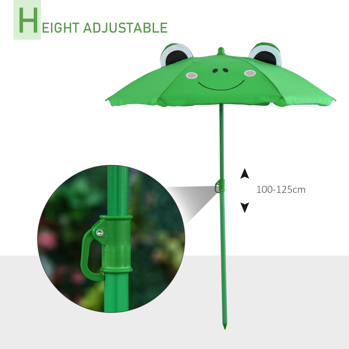 Foldable Patio Kids Metal Picnic Table with Frog Umbrella – 4-Piece Set