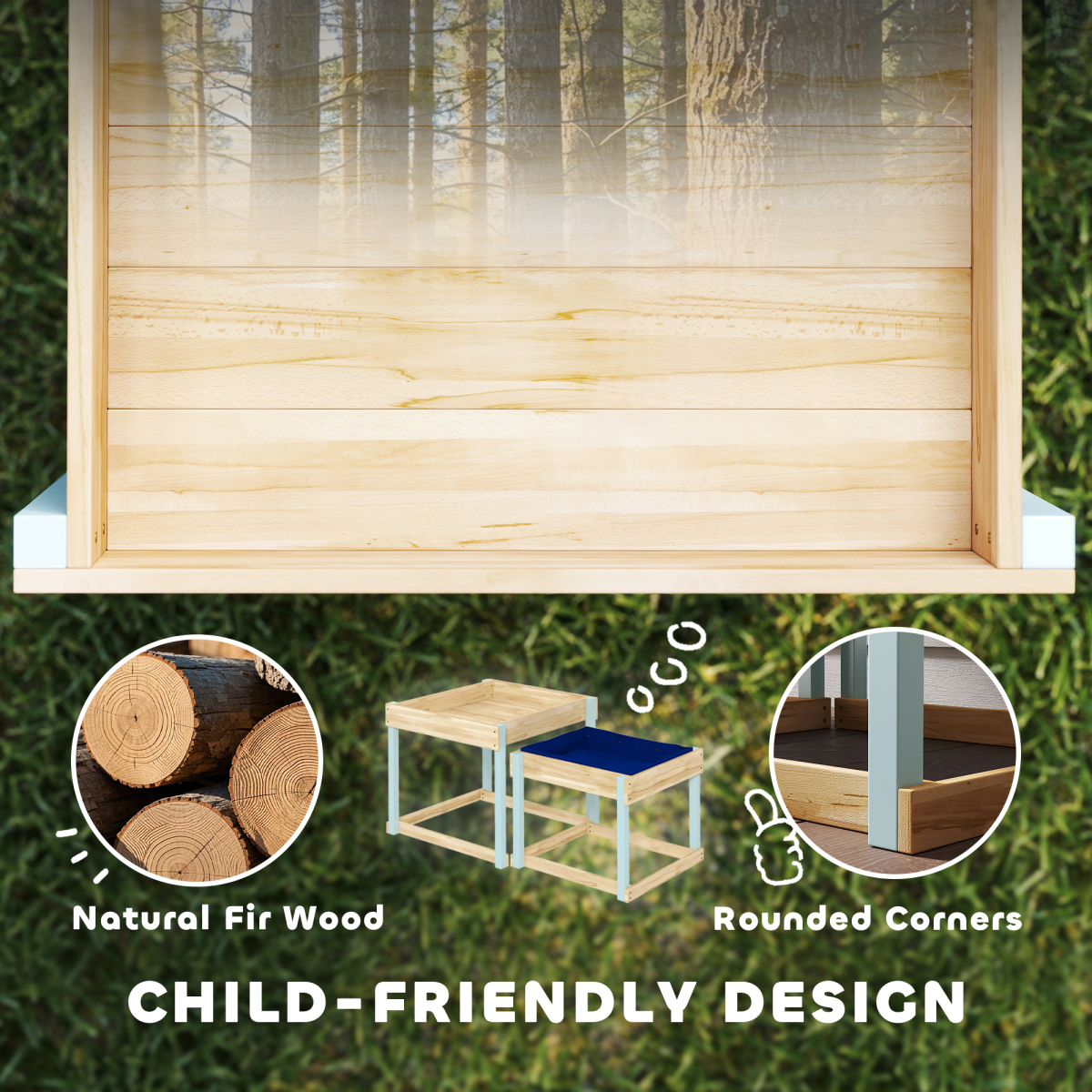 Dual Wooden Sand & Water Play Tables – Compact Nesting Design