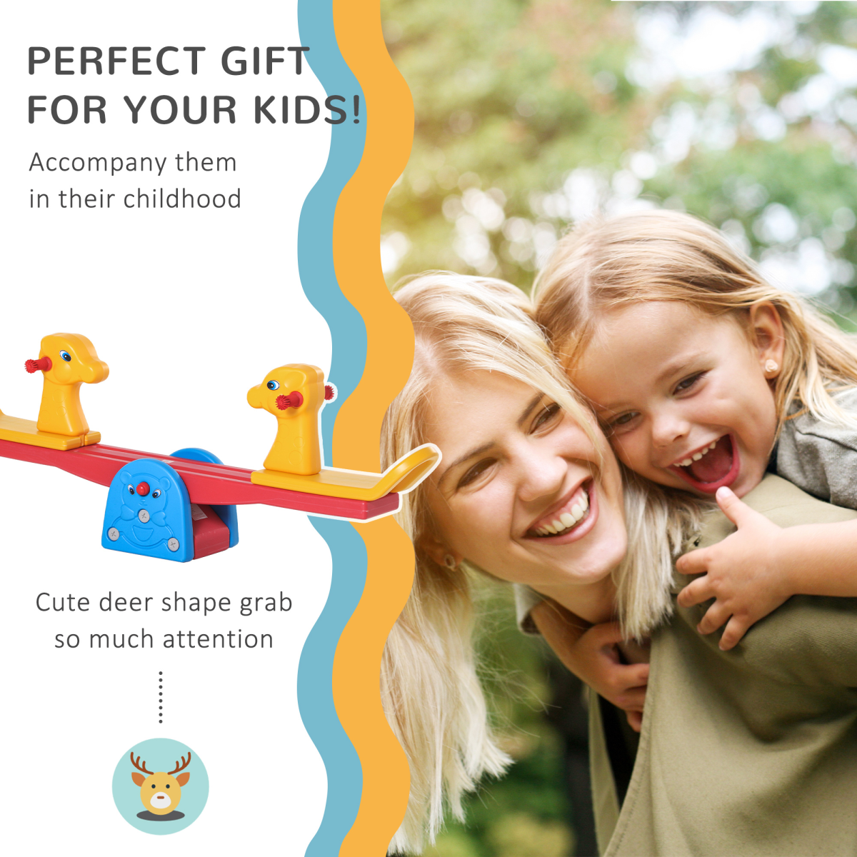 Kids Animal Seesaw with Handles – 2-Seater for Ages 1–4