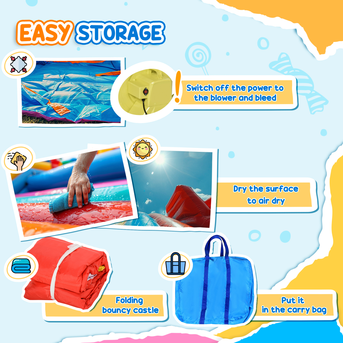 Bouncy Castle with Slide Pool Rocket Trampoline w/ Carrybag Blower