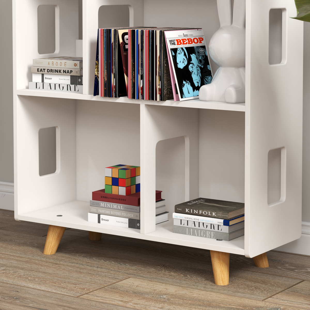 Kids 3-Tier Storage Shelf with Wooden Feet – White (Ages 3–6)