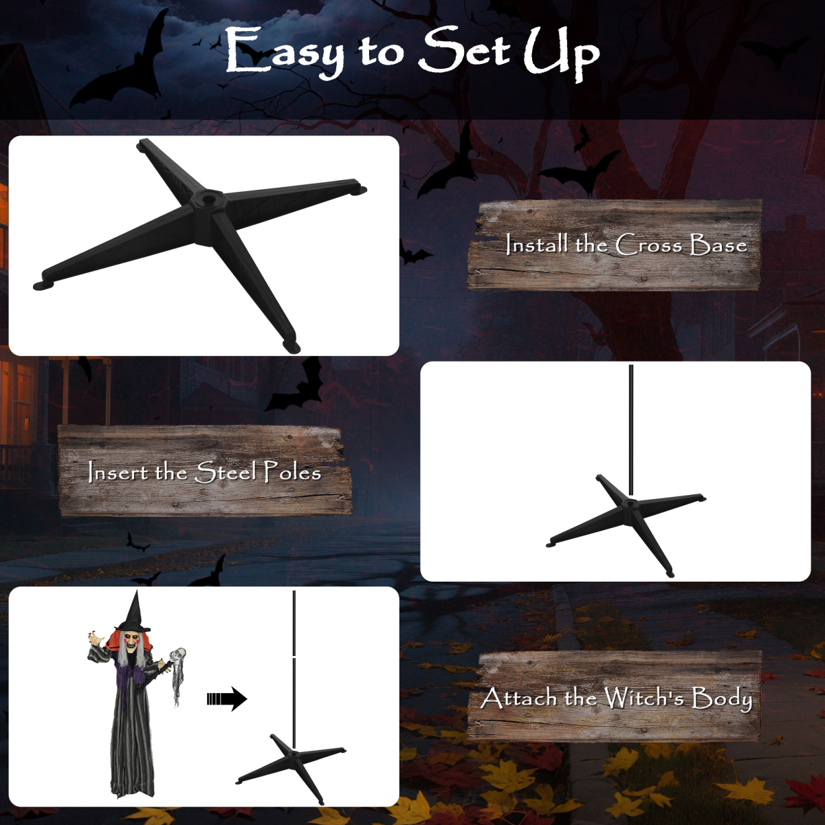 Life-Sized Halloween Witch with Sound, Lights & Motion – 160cm