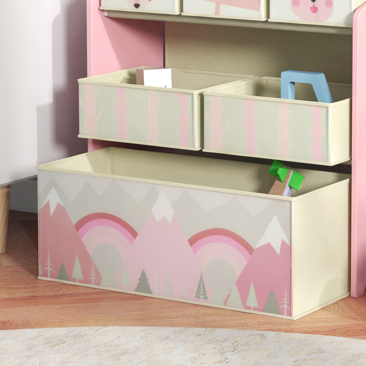 Kids Toy Storage Organiser with 6 Removable Boxes – Pink