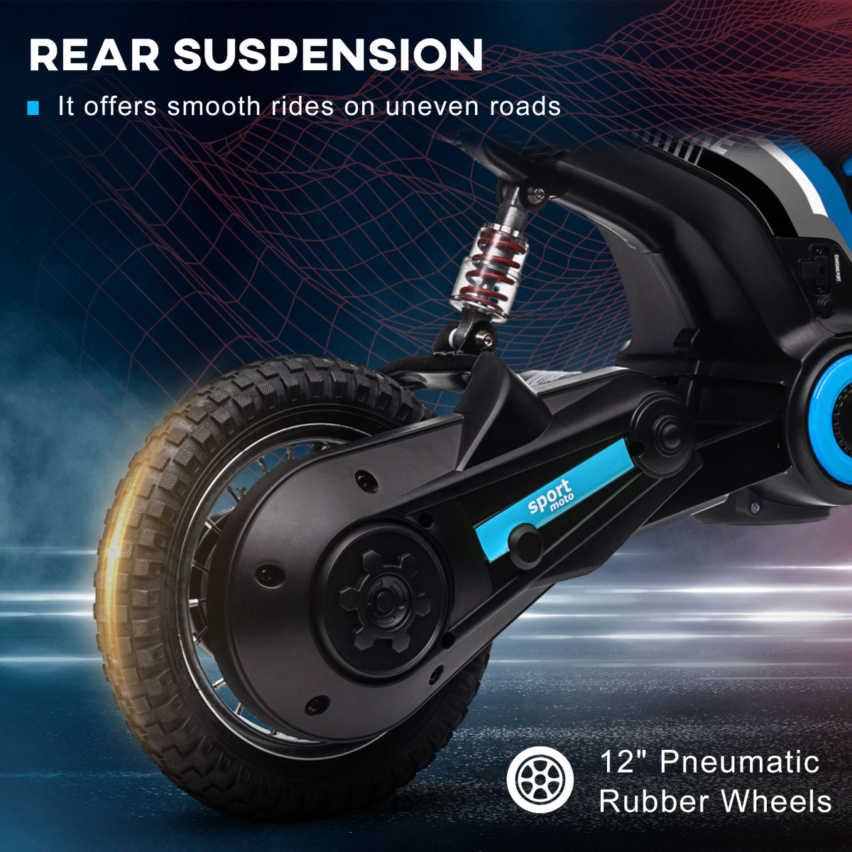 Kids 24V Electric Ride-On Motorbike with Adjustable Speed & Lights – Blue (Ages 8–12)