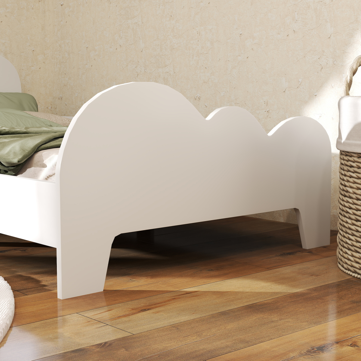 AIYAPLAY Cloud-Themed Toddler Bed frame with Safety Rails, 143.5 x 74.5 x 56cm