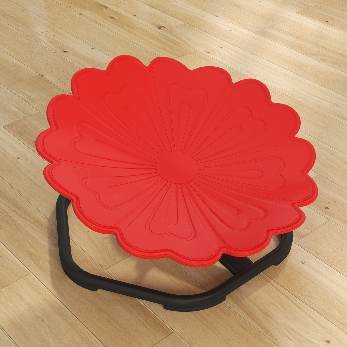 Kids’ 360° Swivel Flower Chair – Red & Black