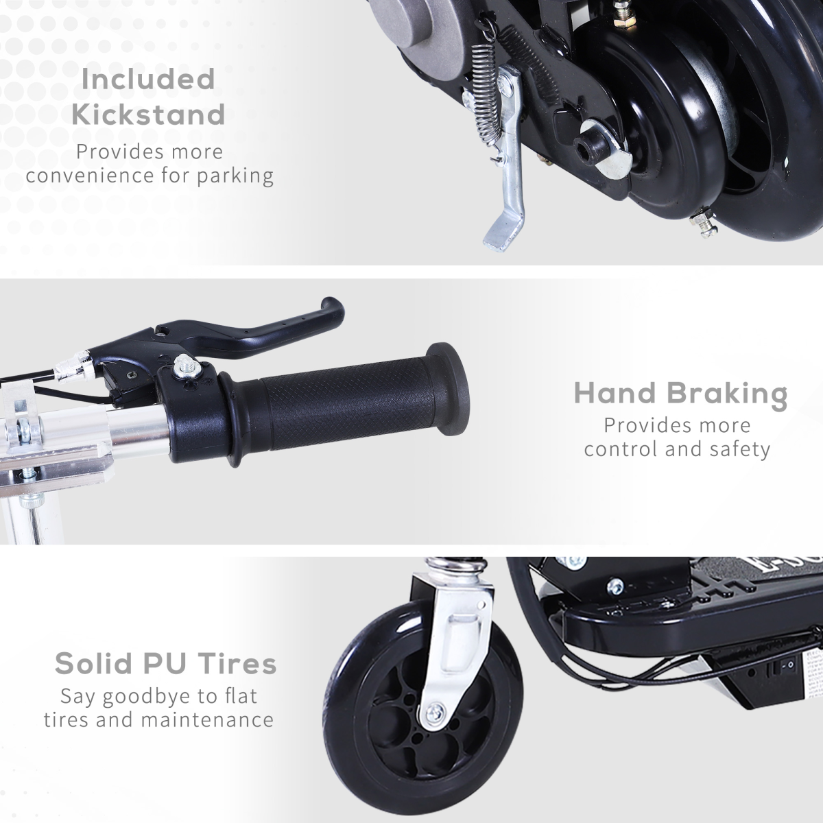 Kids Foldable Electric Powered Scooter 120W Toy Brake Kickstand Black