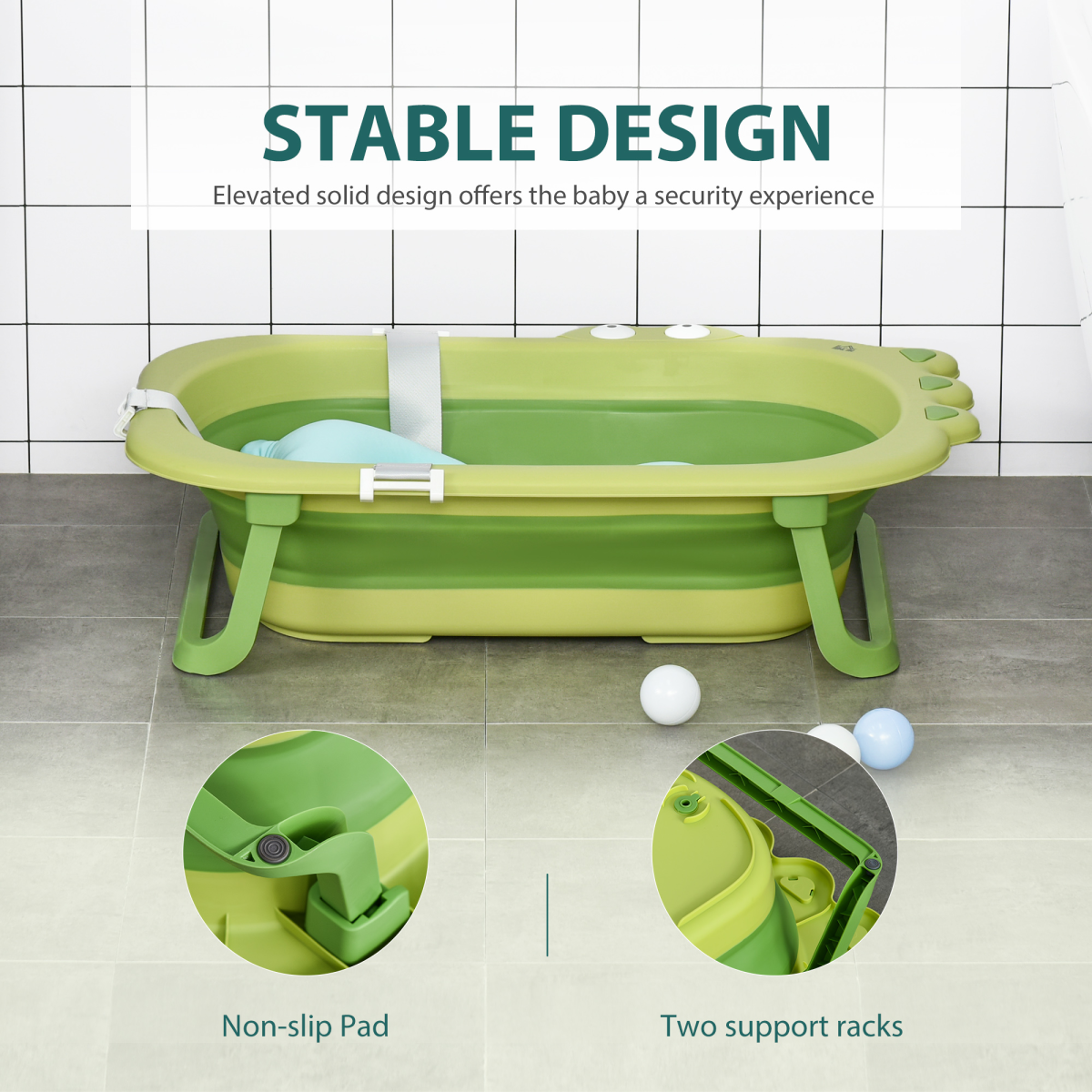 Foldable Crocodile Baby Bathtub with Cushion (0–3 Years)