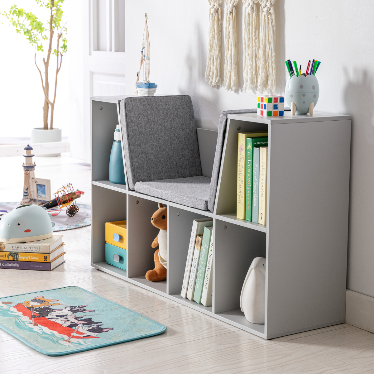 Kids Cabinet with Six Compartments – Grey