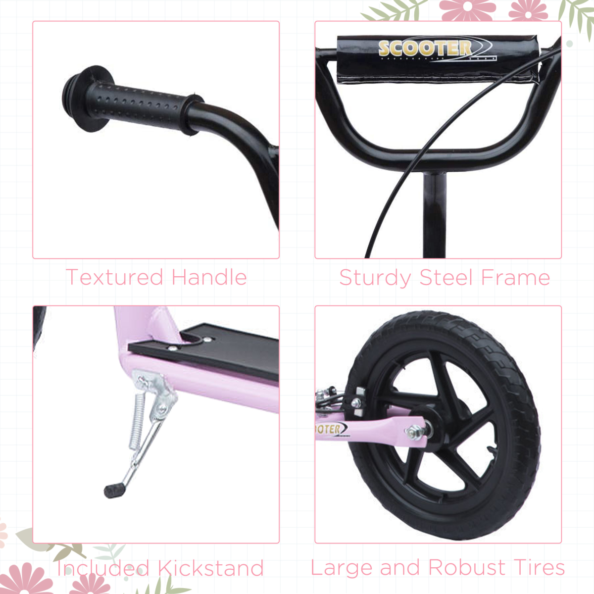 Kids Kick Scooter with Adjustable Handlebar – Pink