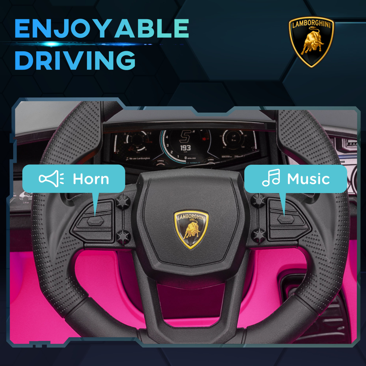 Licensed Lamborghini Revuelto Ride-On Car – Pink