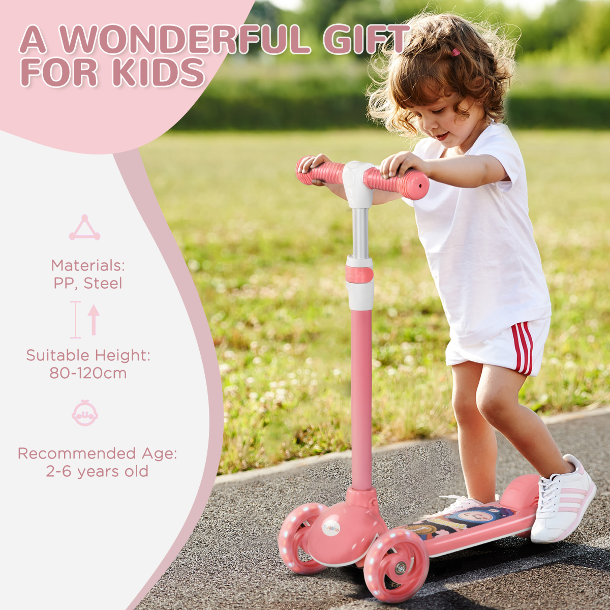 Kids LED Light-Up Scooter – Pink