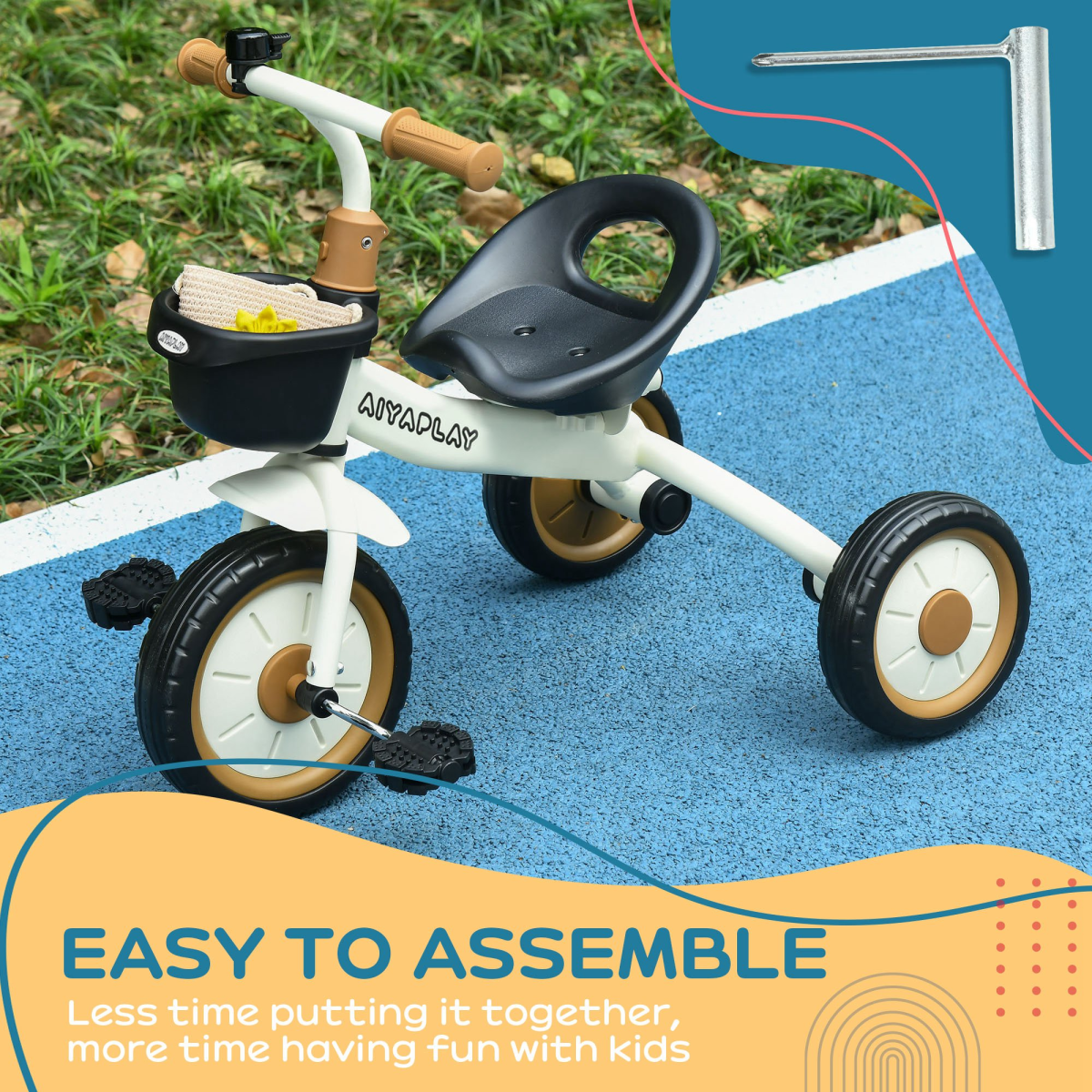 Kids Balance Bike with Basket – White (Ages 2–5 Years)