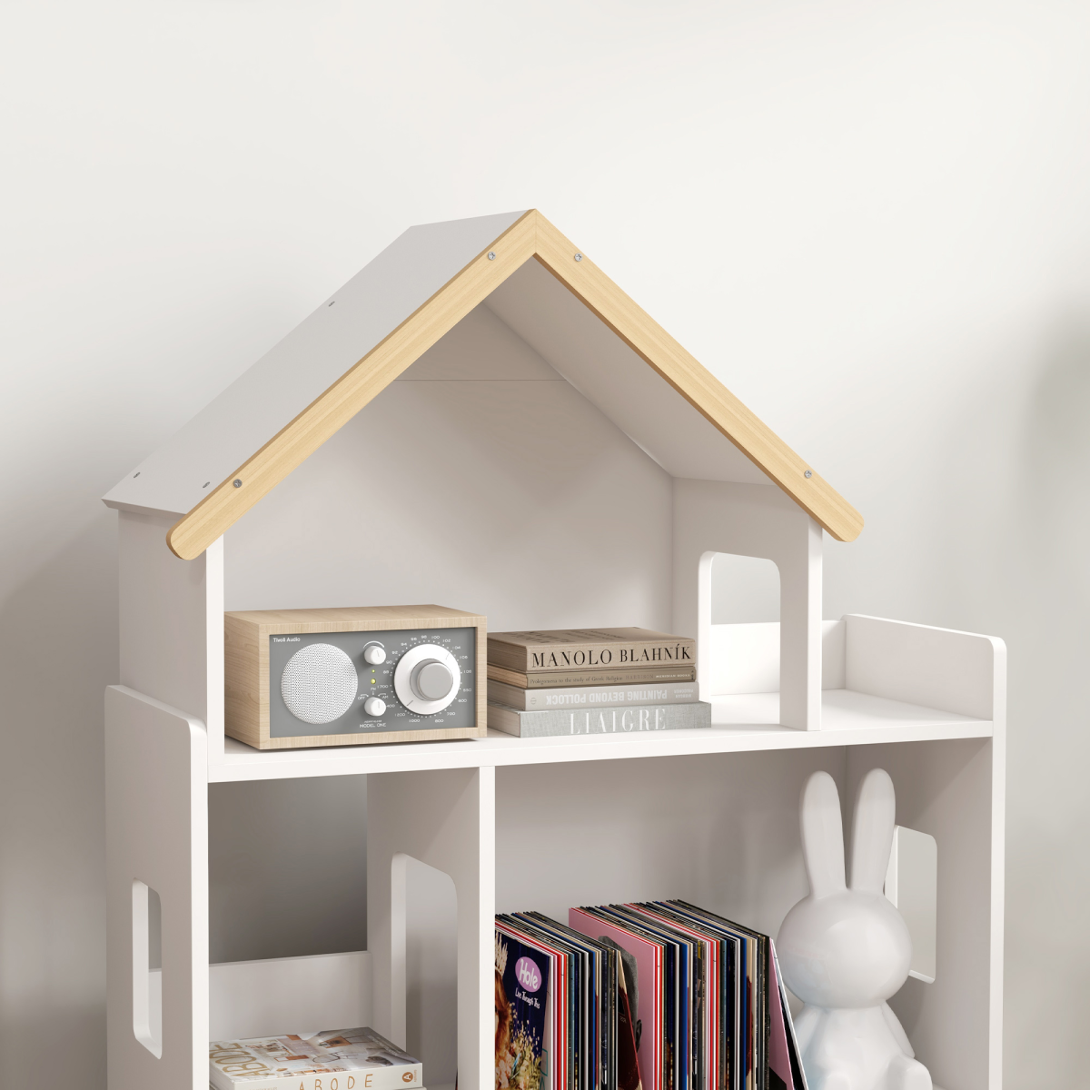 Kids 3-Tier Storage Shelf with Wooden Feet – White (Ages 3–6)