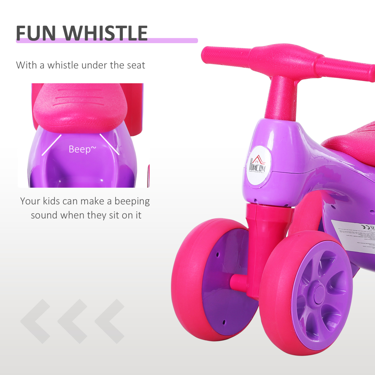 Baby Balance Bike with 4 Wheels & Toy Storage Bin – Violet
