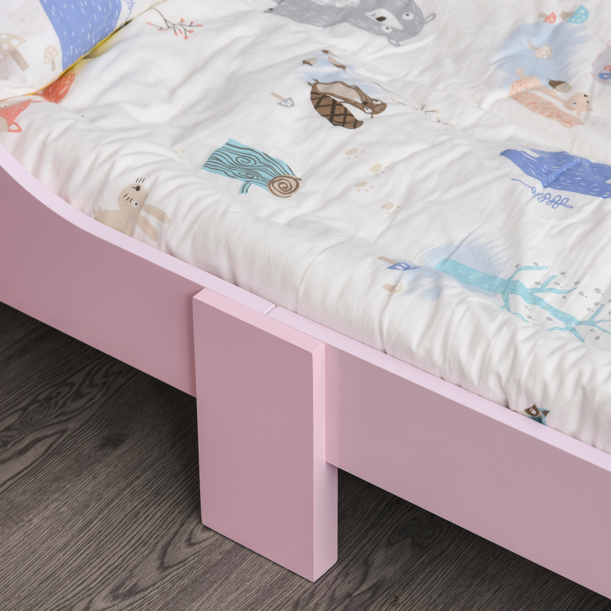 Kids’ Princess Toddler Bed with Side Rails – Pink