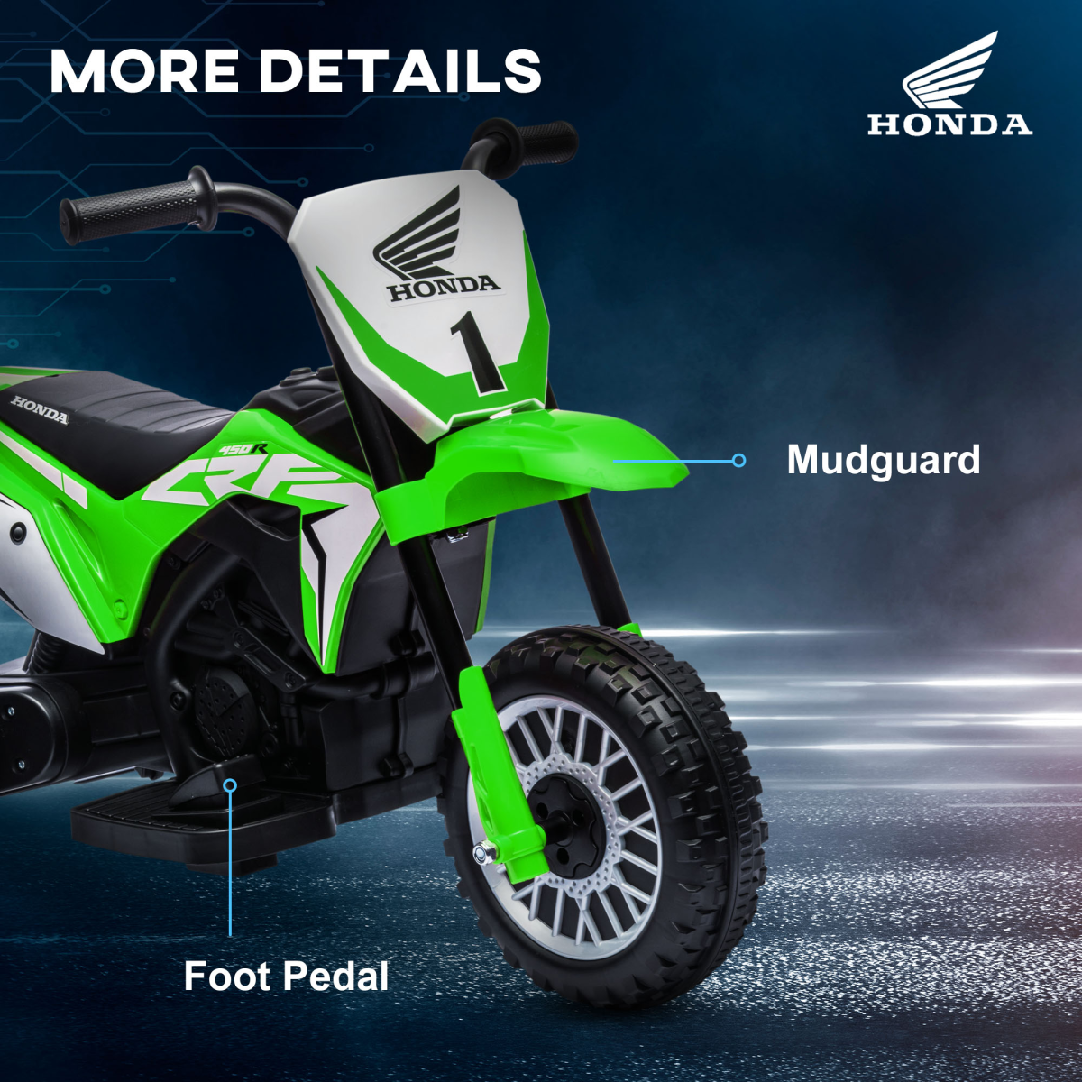 Honda CRF450RL Licensed Ride-On Motorcycle ā Green/White/Black