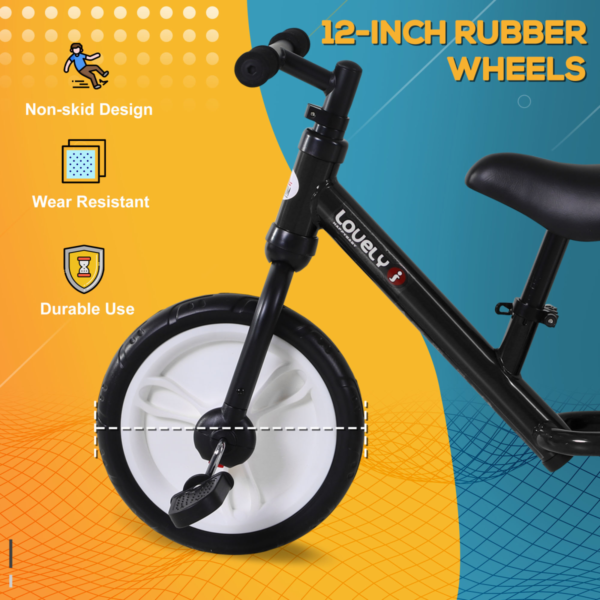 Kids 2-in-1 Balance Training Bike with Stabilizers & Pedals – Black (Ages 2–5)