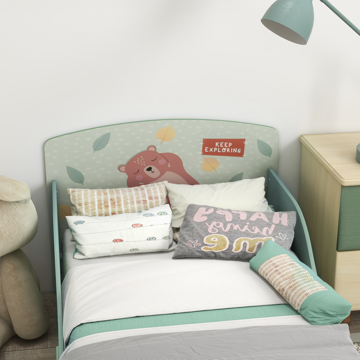 Kids Animal Bed Frame with Side Panels – Green (Ages 3–6)