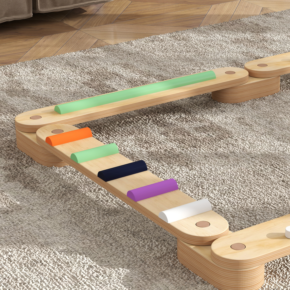 Kids Balance Board Set – 8 Bases, 6 Beams | Multicolour