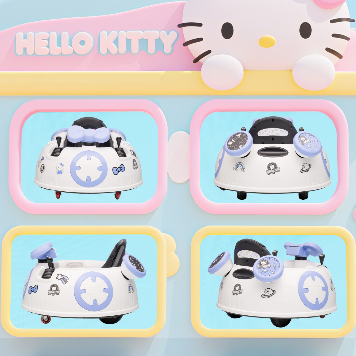 Official Hello Kitty 6V Kids’ Electric Bumper Car – White & Purple