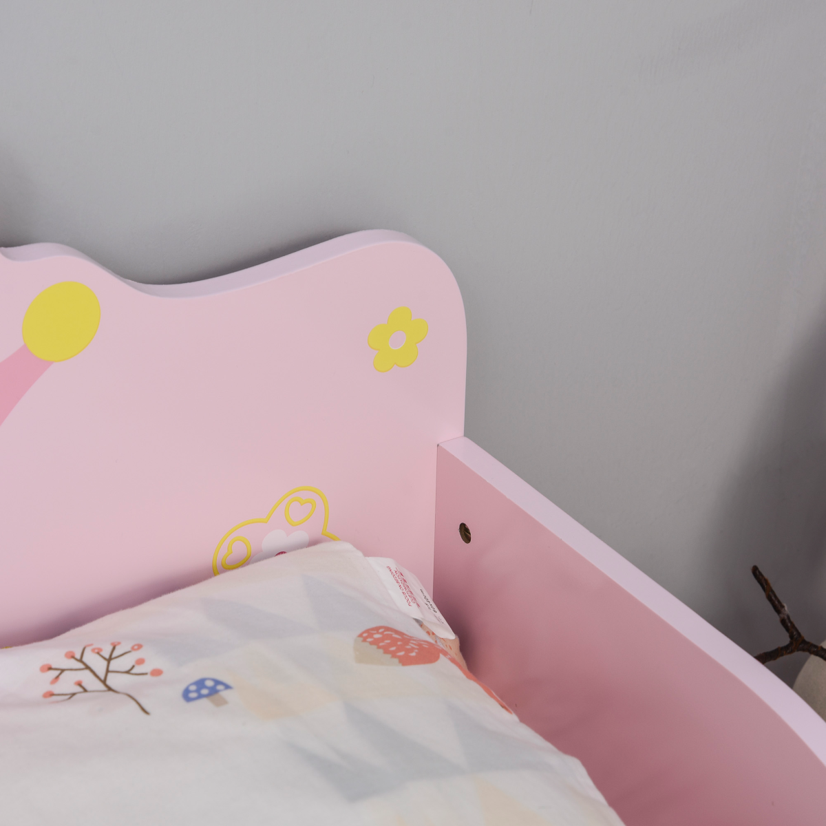 Kids’ Princess Toddler Bed with Side Rails – Pink