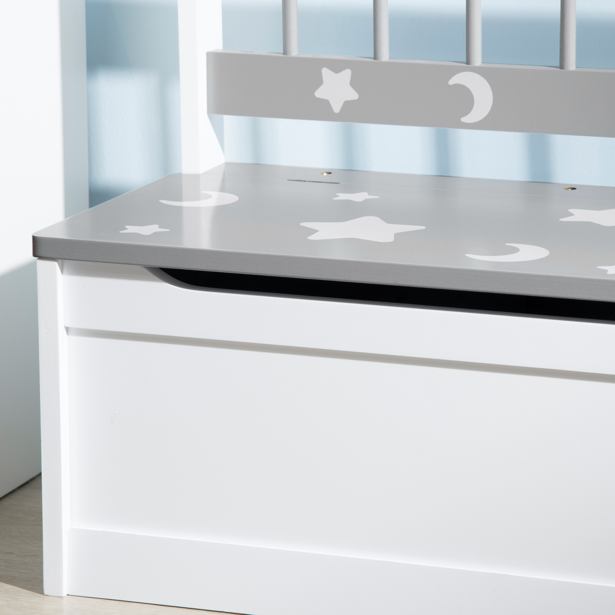 2-in-1 Kids Toy Chest with Seat & Backrest – MDF & Pine Wood