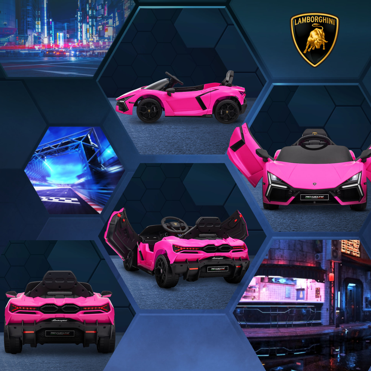 Licensed Lamborghini Revuelto Ride-On Car – Pink