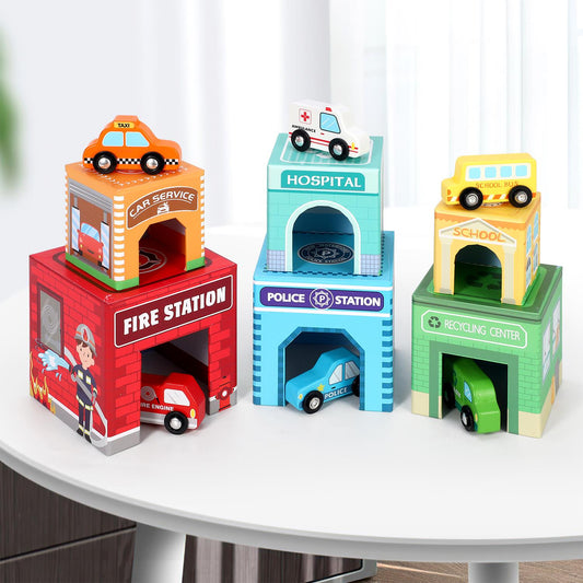SOKA Stacking Cube with 6 Vehicles – Build, Stack & Rescue!