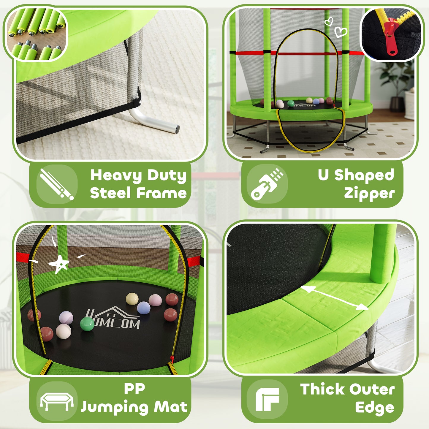 Kids Safety Trampoline with Net-Ages 3-6