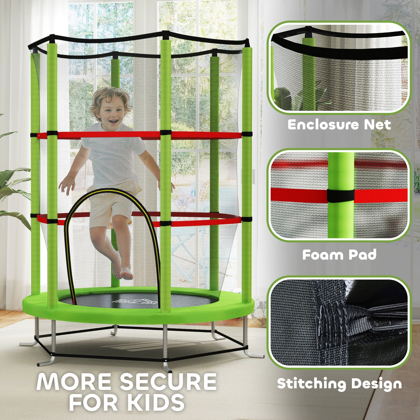 Kids Safety Trampoline with Net-Ages 3-6