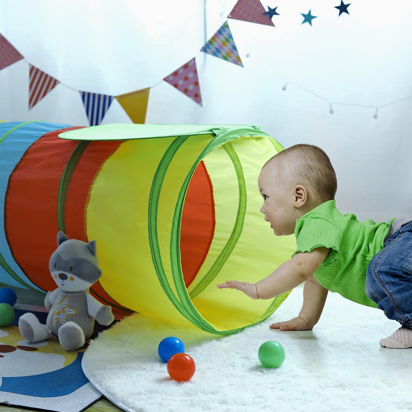 SOKA Play Tunnel Multicoloured Pop Up Jungle Indoor or Outdoor Garden Play Tents for Kids Childrens