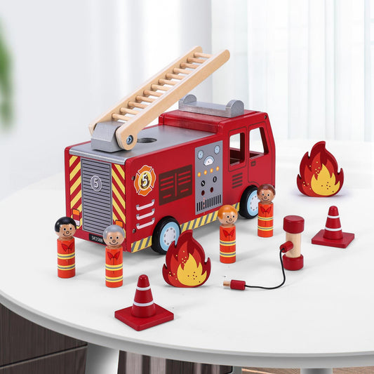 Wooden Fire Engine Playset – Save the Day!