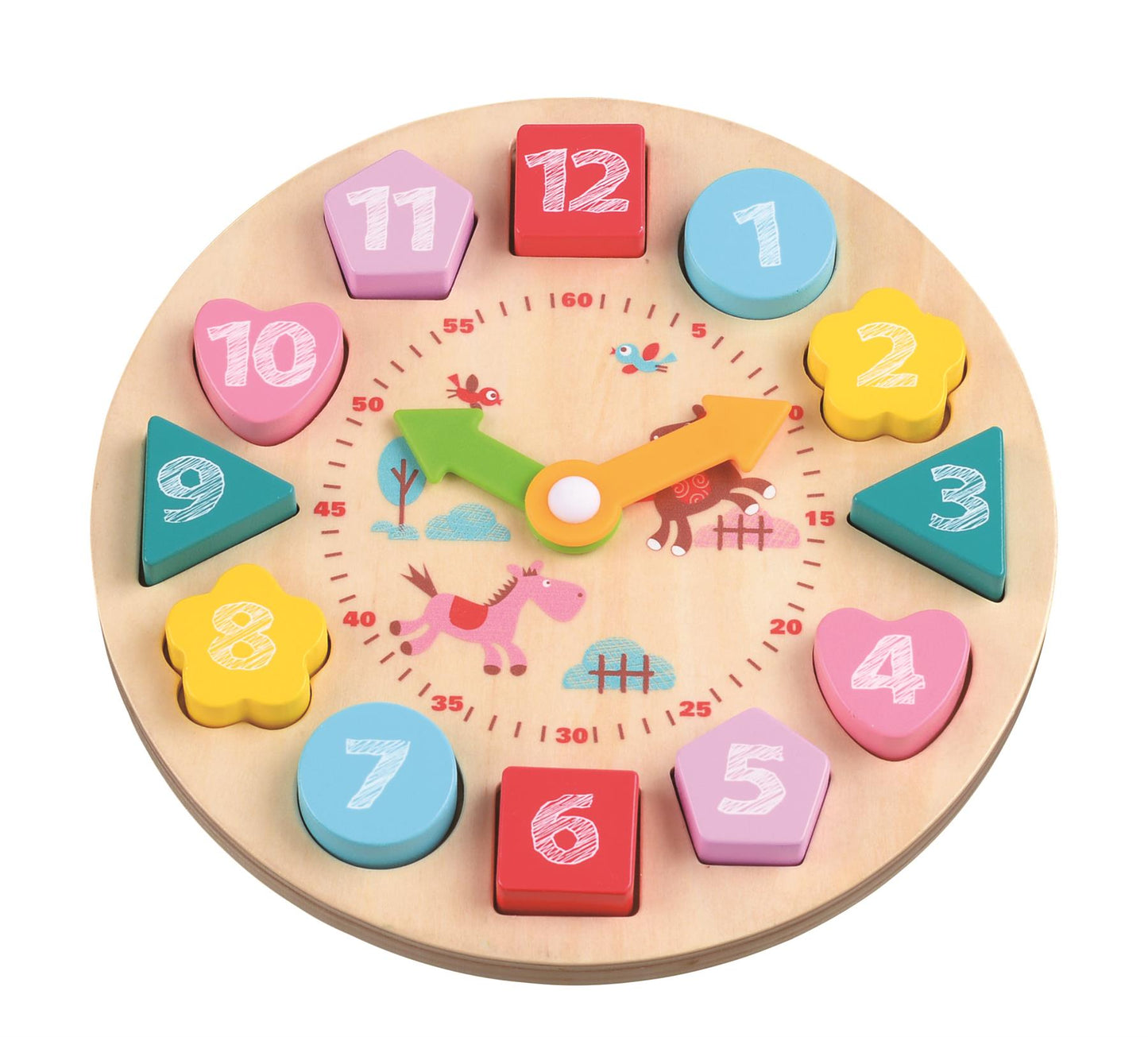 LELIN Wooden Learning Clock ā Shape Sorter & Time Teacher